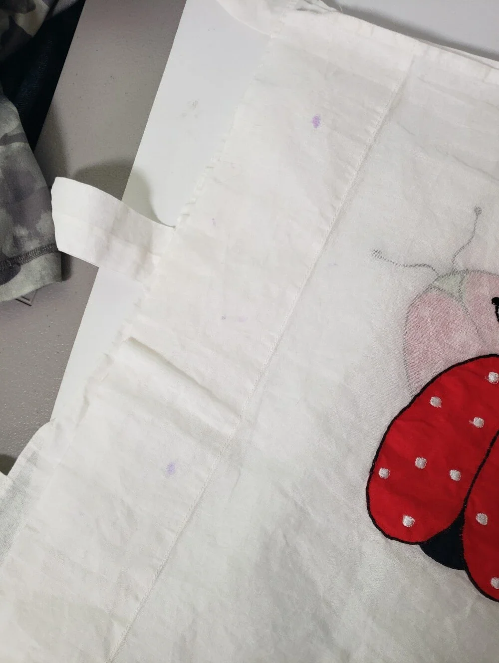 Ladybug White Voil Sheer Curtain Panels Vtg Lilian Vernon Novelty Cottagecore